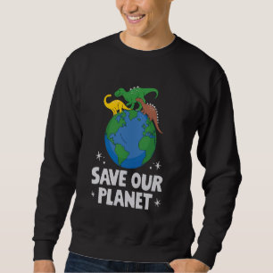 Dinosaurier Spara Vår planetjorddag 2025 pojkar Ki Lång Ärmad Tröja
