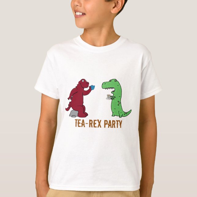 dinosaurier t-rex tea party lustig design dinosaur t shirt (Framsida)