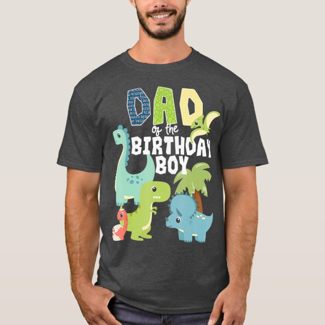 Dinosaurier-tema från födelsedag Pappa T Shirt (Framsida)