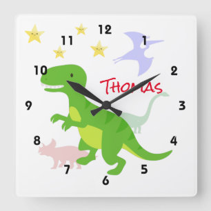 Dinosaurier TRex Fyrkantig Klocka