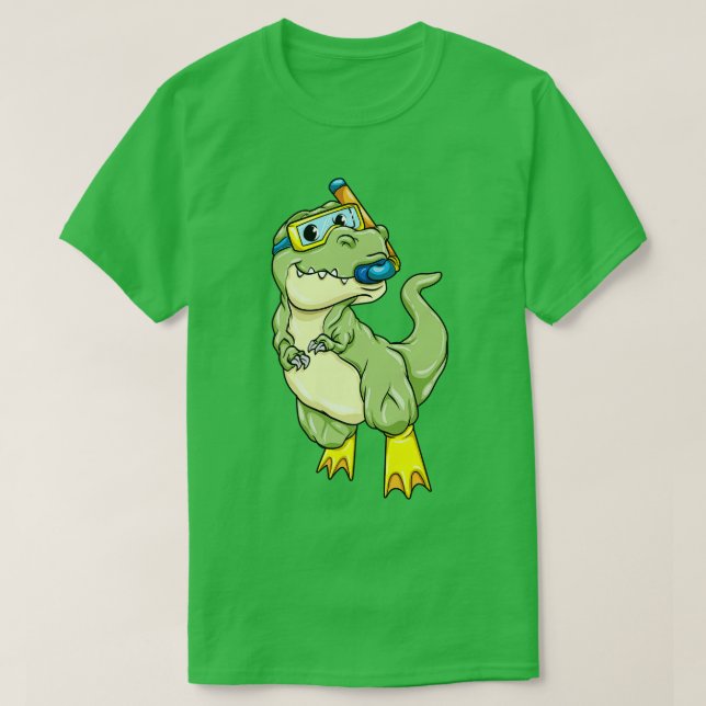 Dinosaurier vid dykning med simmande glasögon t shirt (Design framsida)