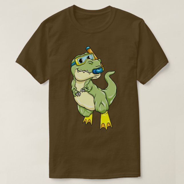 Dinosaurier vid dykning med simmande glasögon t shirt (Design framsida)