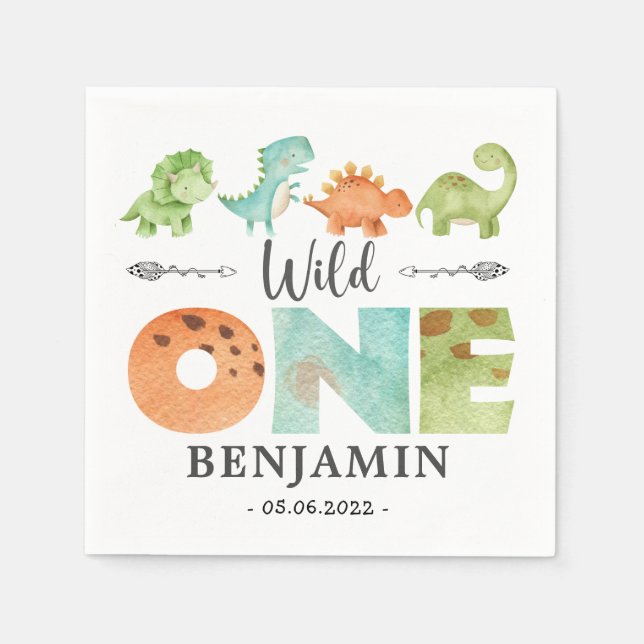 Dinosaurier Vild 1: 1:a födelsedagsjurist Pappersservett (Framsidan)