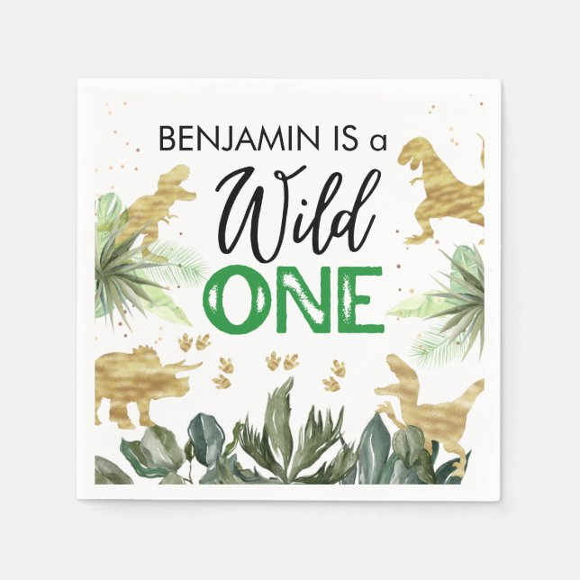 Dinosaurier Vild 1:a födelsedag Pappersservett (Framsidan)