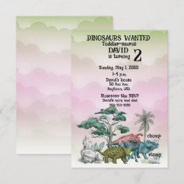 Dinosaurier ville ha Småbarn 2:a. Bjuddagsinbjudan Inbjudningar