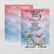 Dinosaurier ville ha Småbarn-inbjudan på födelseda