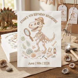 Dinosaurieskelett Paleontolog Pojke 4-årsdag Pappersservett