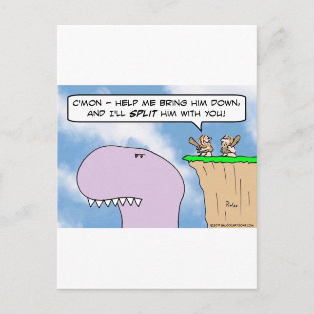 dinosaurieuppdelad grottman vykort (Framsida)