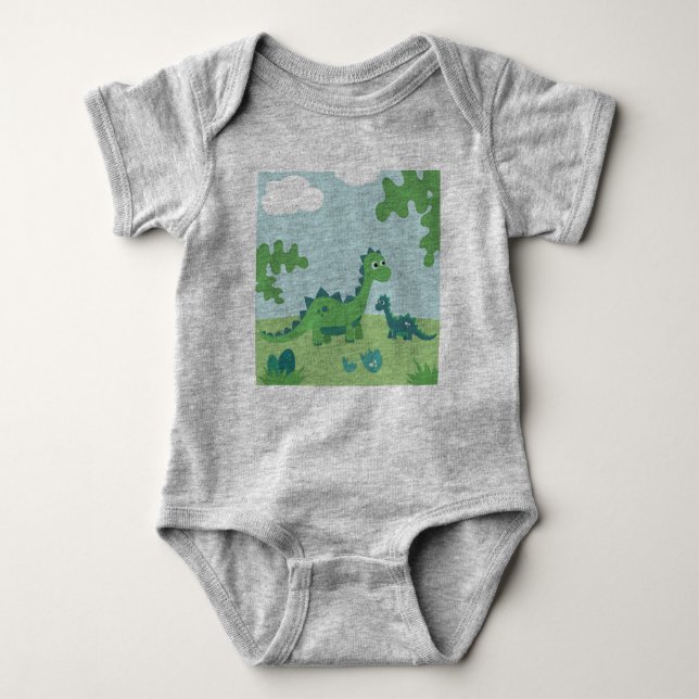 Dinosaurius mamma och baby pojke i naturen t shirt (Framsida)
