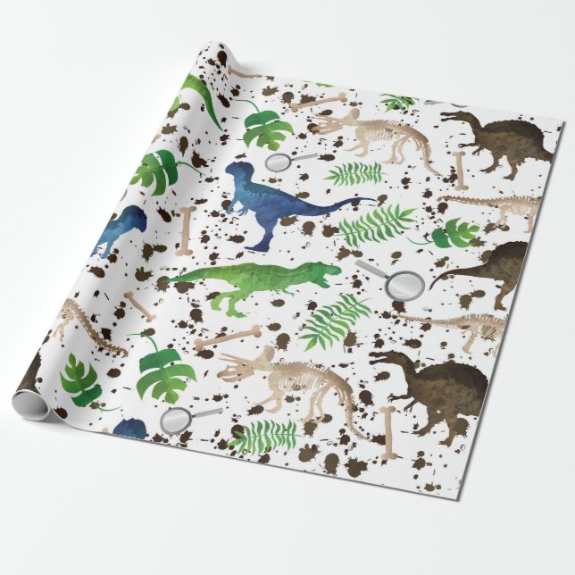 Dinosaurjakt! Dinosaurier på Safari Pojkar Barn Presentpapper (Utrullad)