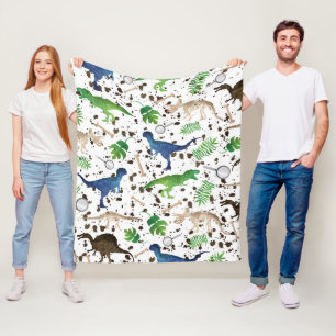 Dinosaurjakt! Dinosaurs på Safaripojkeungar Fleecefilt