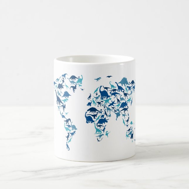 Dinosaurkarta av världskartan kaffemugg (Center)