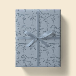 Dinosaurmönster Modern Pojke Dino Djungel Sälggrön Presentpapper