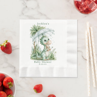 Dinosaurparaply för baby shower med tropiskt tema pappersservett