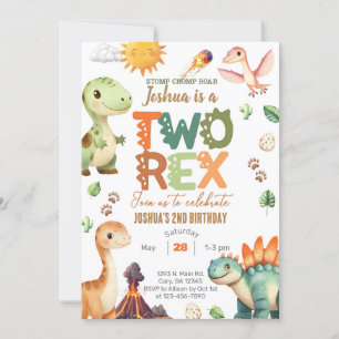 Dinosaurs 2-årsdag inbjudan. inbjudningar