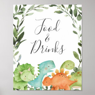 Dinosaurs Baby Shower Food and Drinks Sign Poster