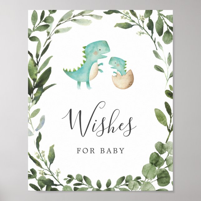 Dinosaurs Baby Shower Önskemål för Baby-tecken Poster (Framsidan)
