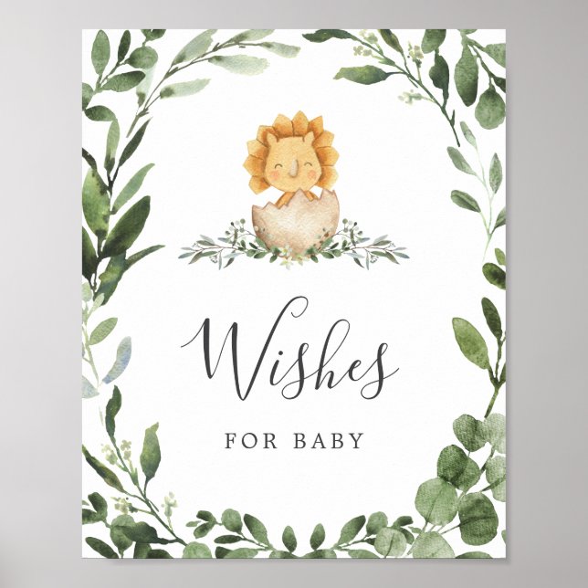 Dinosaurs Baby Shower Önskemål för Baby-tecken Poster (Framsidan)