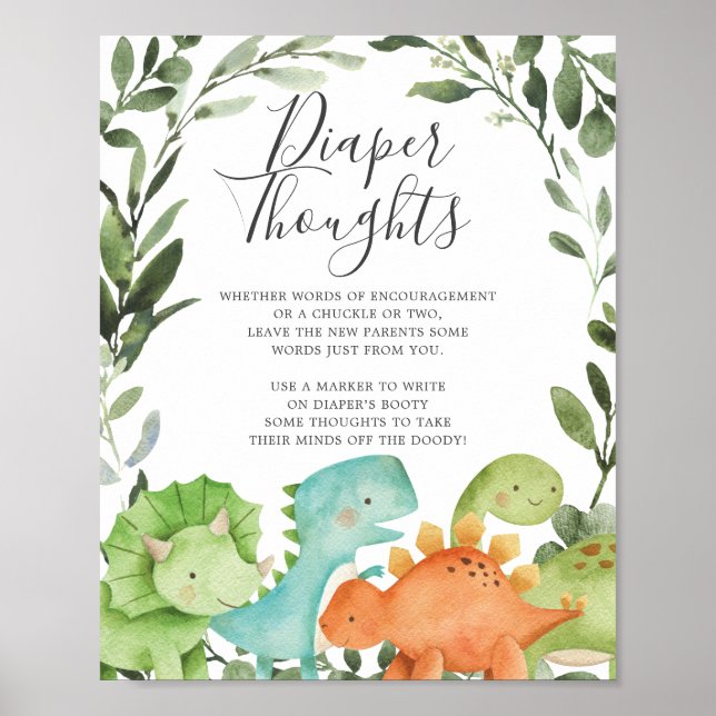 Dinosaurs babyskabinare Diaper Thoushs Sign Poster (Framsidan)