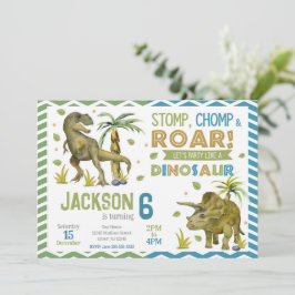 Dinosaurs Birthday Invitation | T-rex | Triceratop Inbjudningar