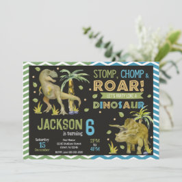 Dinosaurs Birthday Invitation | T-rex | Triceratop Inbjudningar
