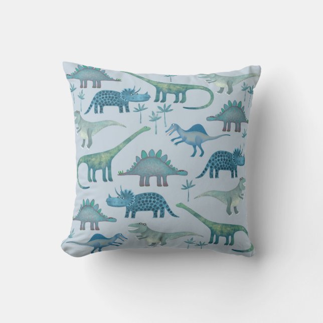 Dinosaurs Blue Dekorativ kudde (Framsida)
