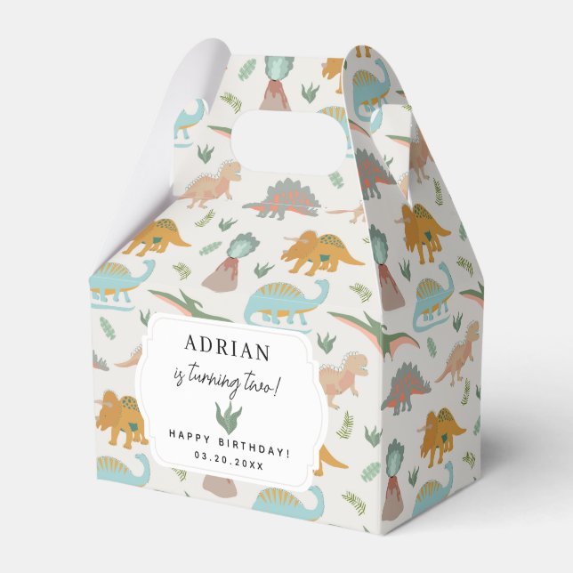Dinosaurs Boho Prehistoric Party Animals Birthday Presentaskar (Framsidan Sidan)