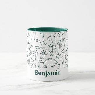 Dinosaurs Boy Name Dino Cute Jungle Green Mugg