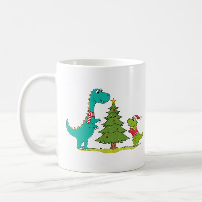 Dinosaurs Christmas Celebrating Kaffemugg (Vänster)