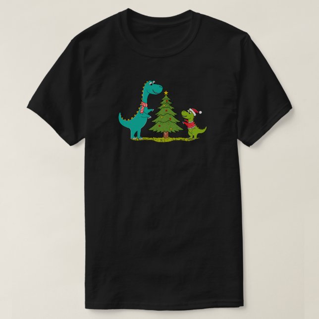 Dinosaurs Christmas Celebrating T Shirt (Design framsida)