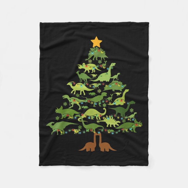 Dinosaurs Christmas Kids Christmas Tree Funny Love Fleecefilt (Framsidan)