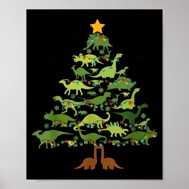 Dinosaurs Christmas Kids Christmas Tree Funny Love Poster (Framsidan)