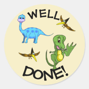Dinosaurs Classic Round Sticker Runt Klistermärke