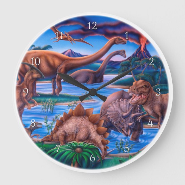 Dinosaurs Clock Stor Klocka (Framsida)