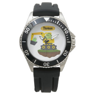 Dinosaurs Construction Site Fordon Excavator Armbandsur