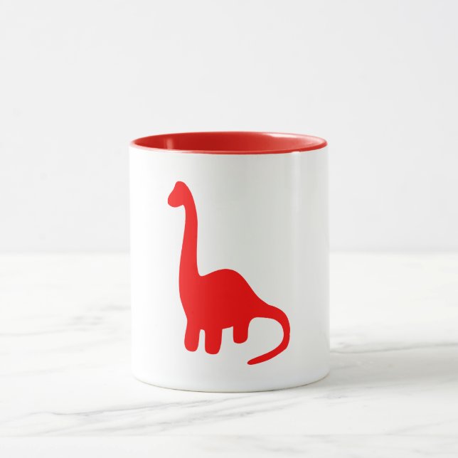 Dinosaurs | Cute Red Long-Necked Brontosaurus Mugg (Center)