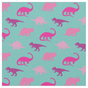 Dinosaurs Cute Silhouettes Rosa Girls Kids Tyg