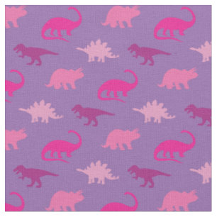 Dinosaurs Cute Silhouettes Rosa Girls Kids Tyg