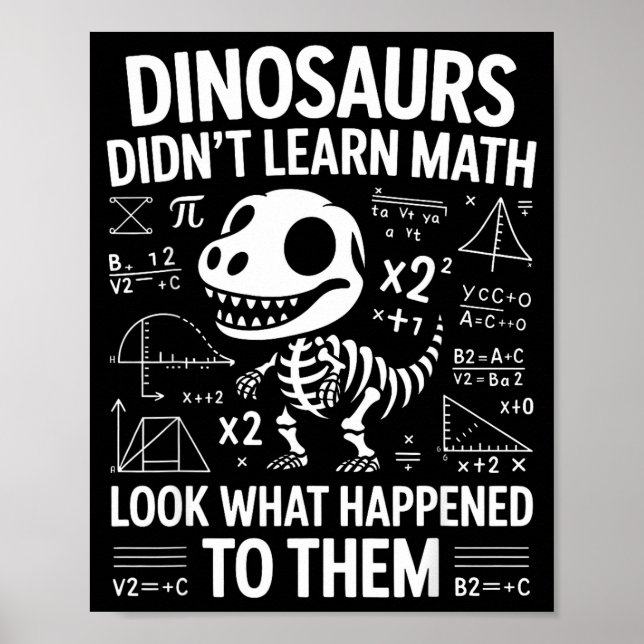 Dinosaurs Didn't Learn Math Funny Math Teacher Stu Poster (Framsidan)