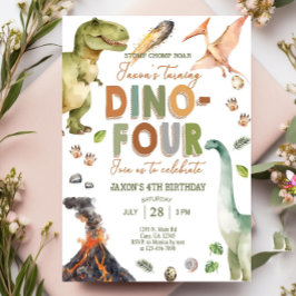 Dinosaurs DINO FOUR 4e födelsedagen inbjudan 4