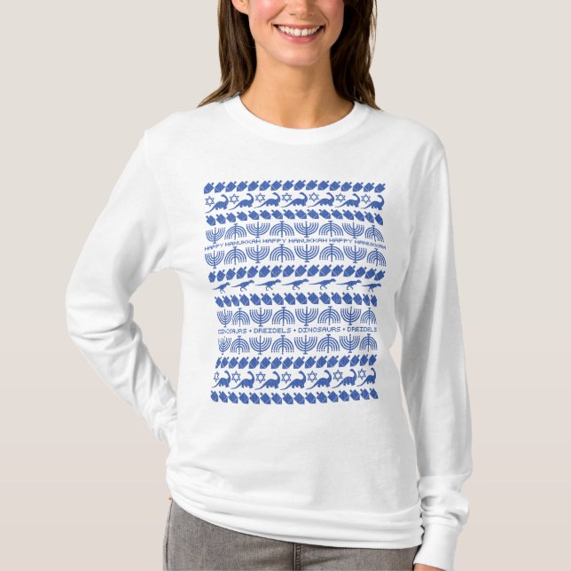 Dinosaurs & Dreidels (kvinnor) Tee (Framsida)