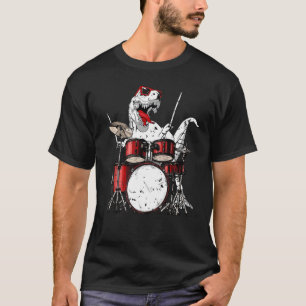 Dinosaurs Drums Music Spelar rex Drummer Dino Bo T Shirt