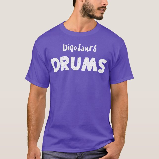 Dinosaurs Drums Music T Shirt (Framsida)