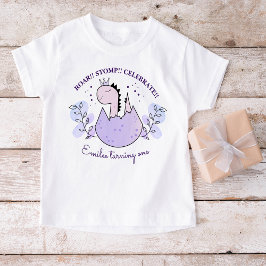 Dinosaurs Födelsedagsfest Rosa Lila T Shirt