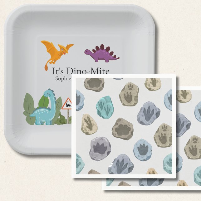 Dinosaurs Footprint Baby Shower  Pappersservett (Skapare uppladdad)