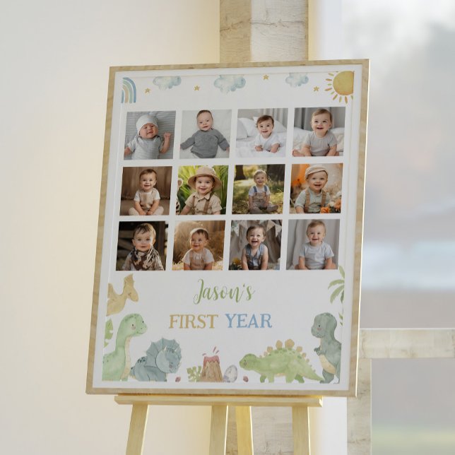 Dinosaurs första årets fotomilstolpstecken på föde poster (Skapare uppladdad)