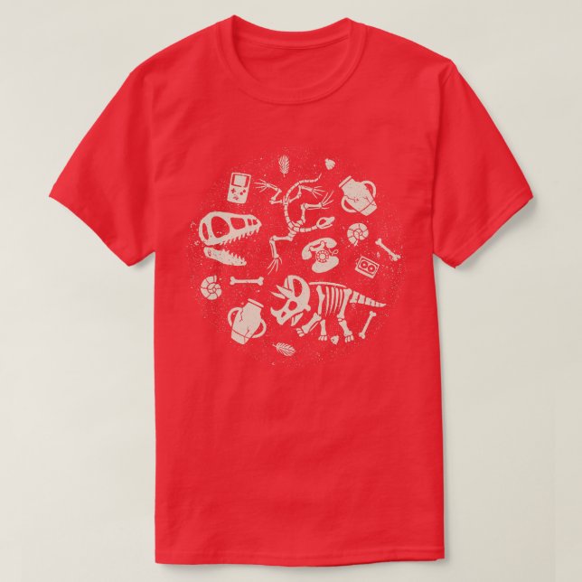 Dinosaurs Fossils Vintage Technology T Shirt (Design framsida)