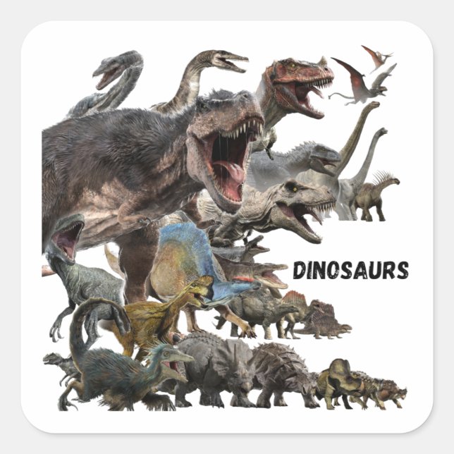 Dinosaurs  fyrkantigt klistermärke (Framsida)