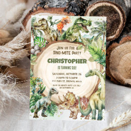 Dinosaurs Greenery Dino-mite-Födelsedagsfest Inbjudningar