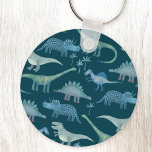 Dinosaurs Grönt Nyckelring<br><div class="desc">Cute och inte särskilt skrämmande dinosaurier på teal grönt.</div>